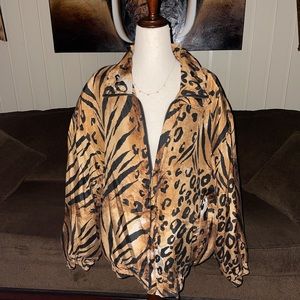 Fuda • Silk • Size Large • Leopard Print • Brown/Black • Women • Jacket
